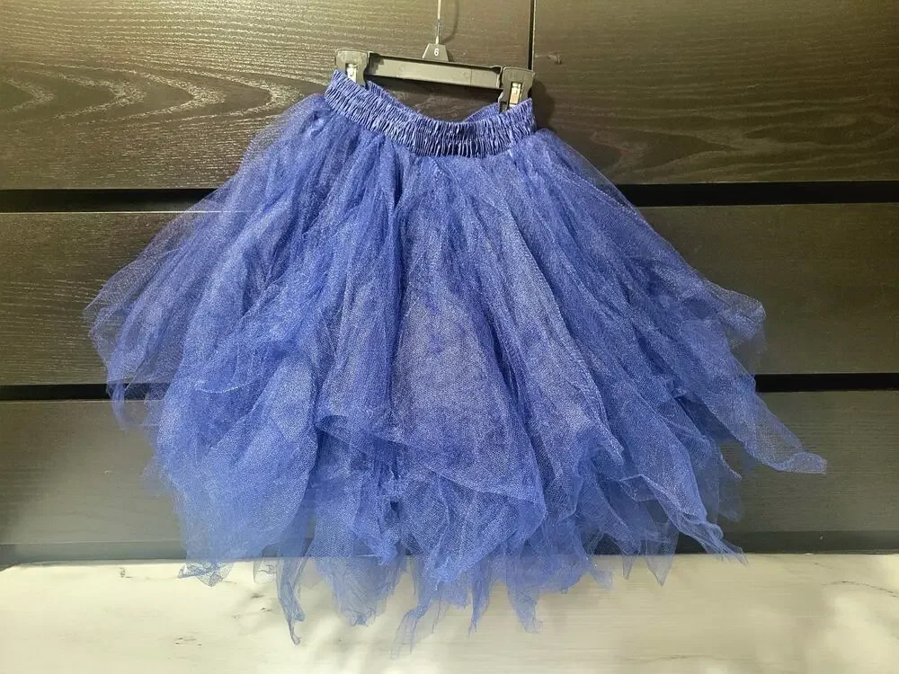 Girls Navy Blue Tulle Tutu Skirt Layered Dance Ballet Dress Up Party Size 10...